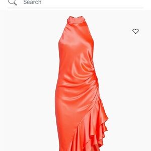 Amanda Uprichard Bold Coral Asymmetrical Dress